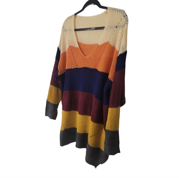 Vestiges Striped Pullover Sweater Size XL Cream Peach - Picture 3 of 5